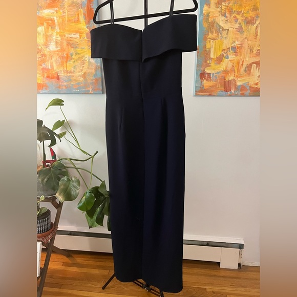 Xscape Women's Midi Scuba Crepe Off The Shoulder Dress in Navy - Picture 5 of 7